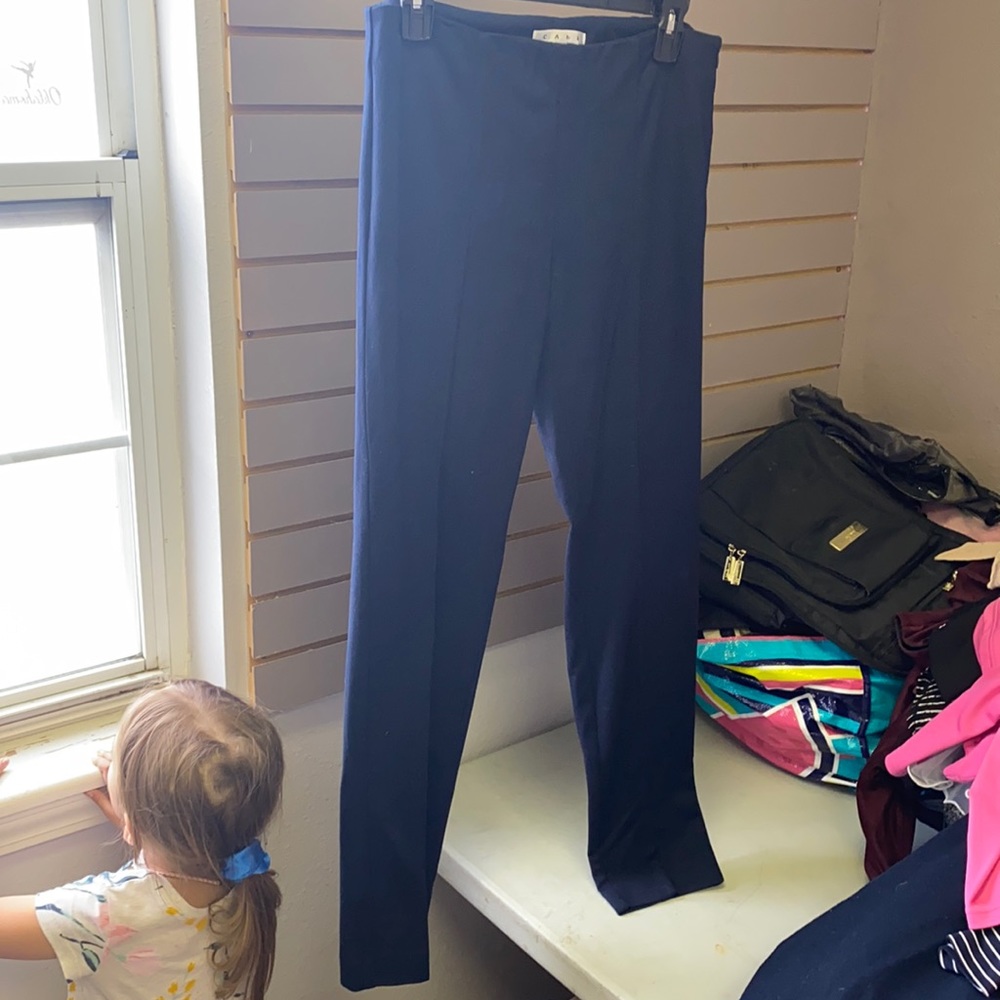 Navy soft slacks with seam down the front